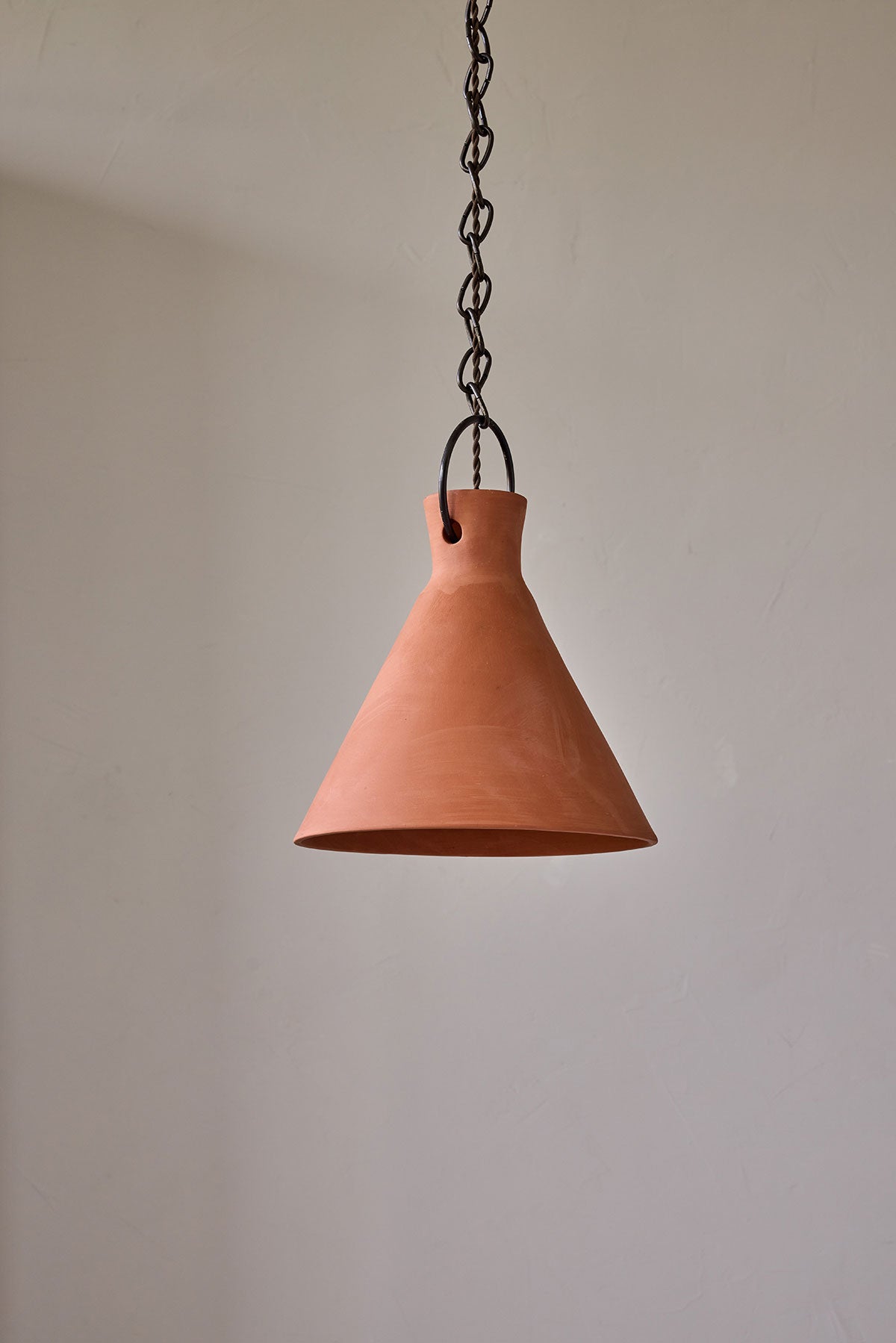 Large Ceramic Funnel Pendant in Terracotta