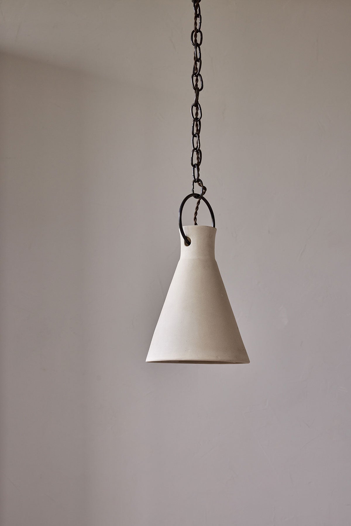 Medium Ceramic Funnel Pendant in Sand