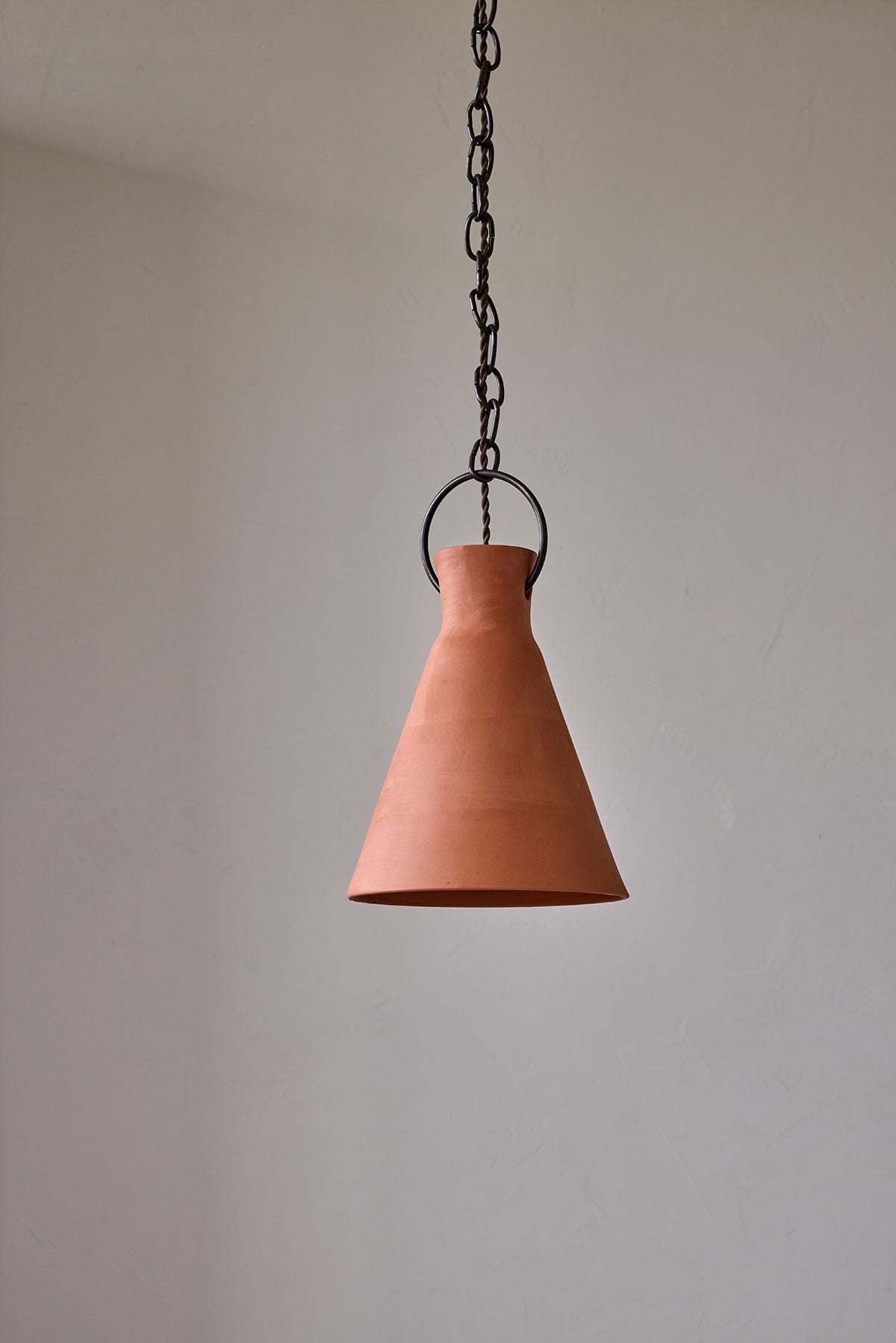 Medium Ceramic Funnel Pendant in Terracotta