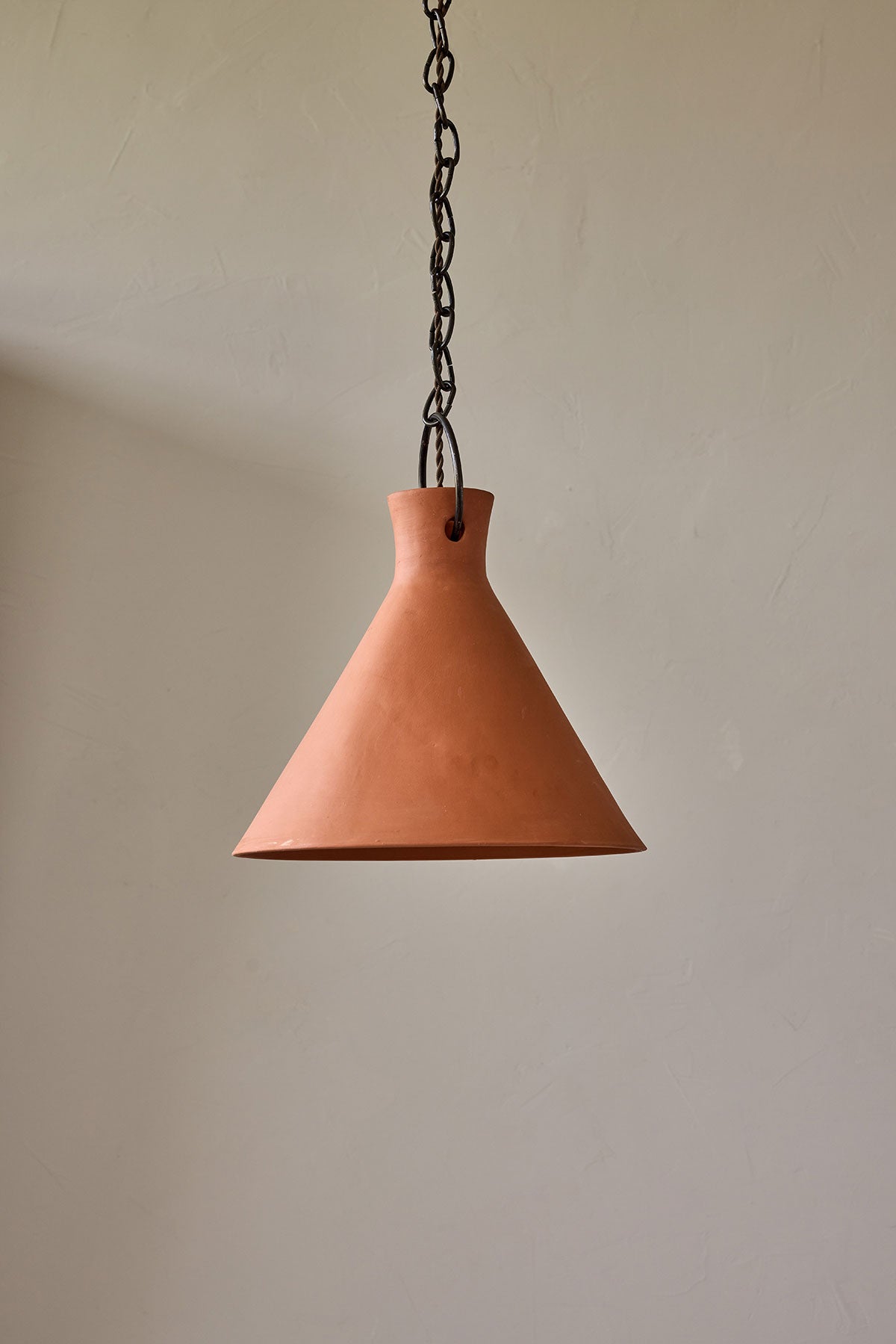 X-Large Ceramic Funnel Pendant in Terracotta