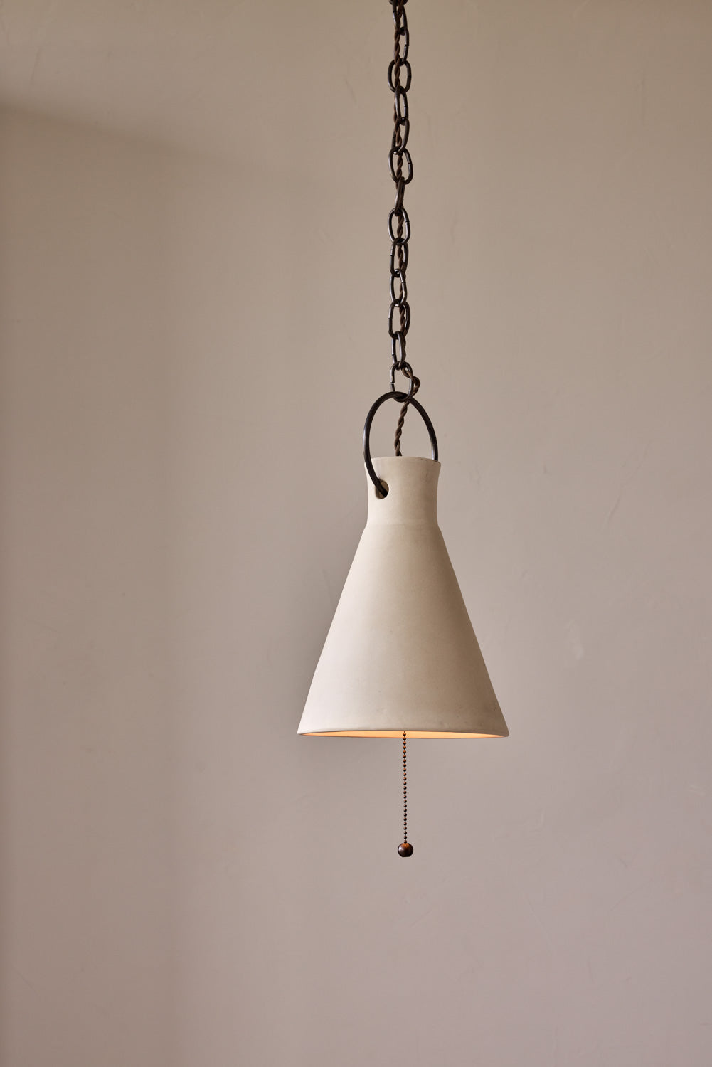 Medium Ceramic Funnel Pendant in Sand