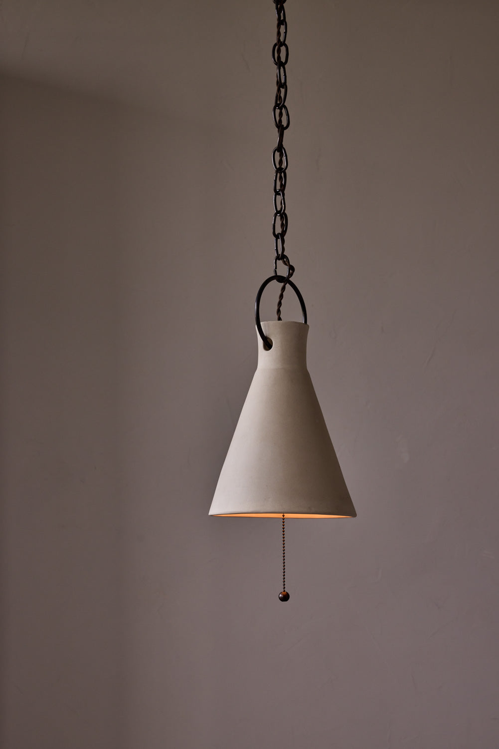 Medium Ceramic Funnel Pendant in Sand