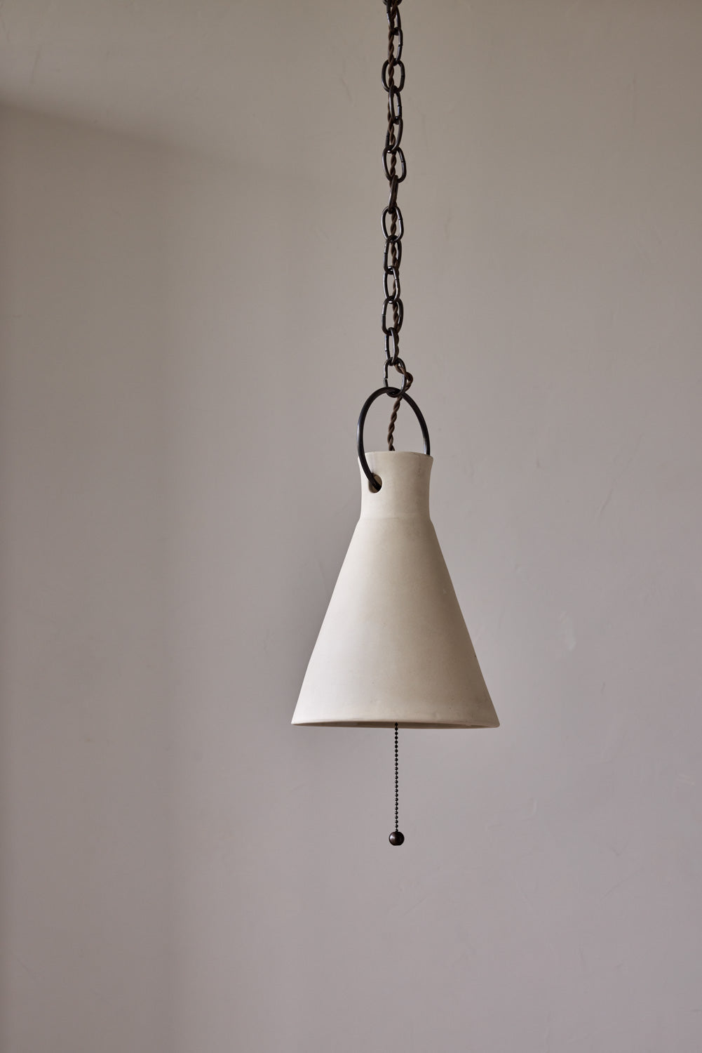 Medium Ceramic Funnel Pendant in Sand