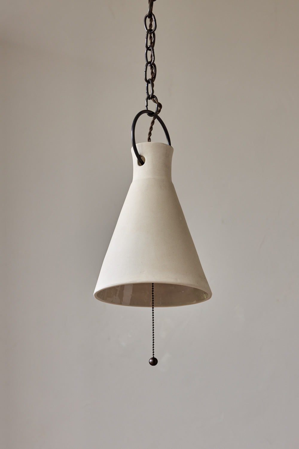 Medium Ceramic Funnel Pendant in Sand