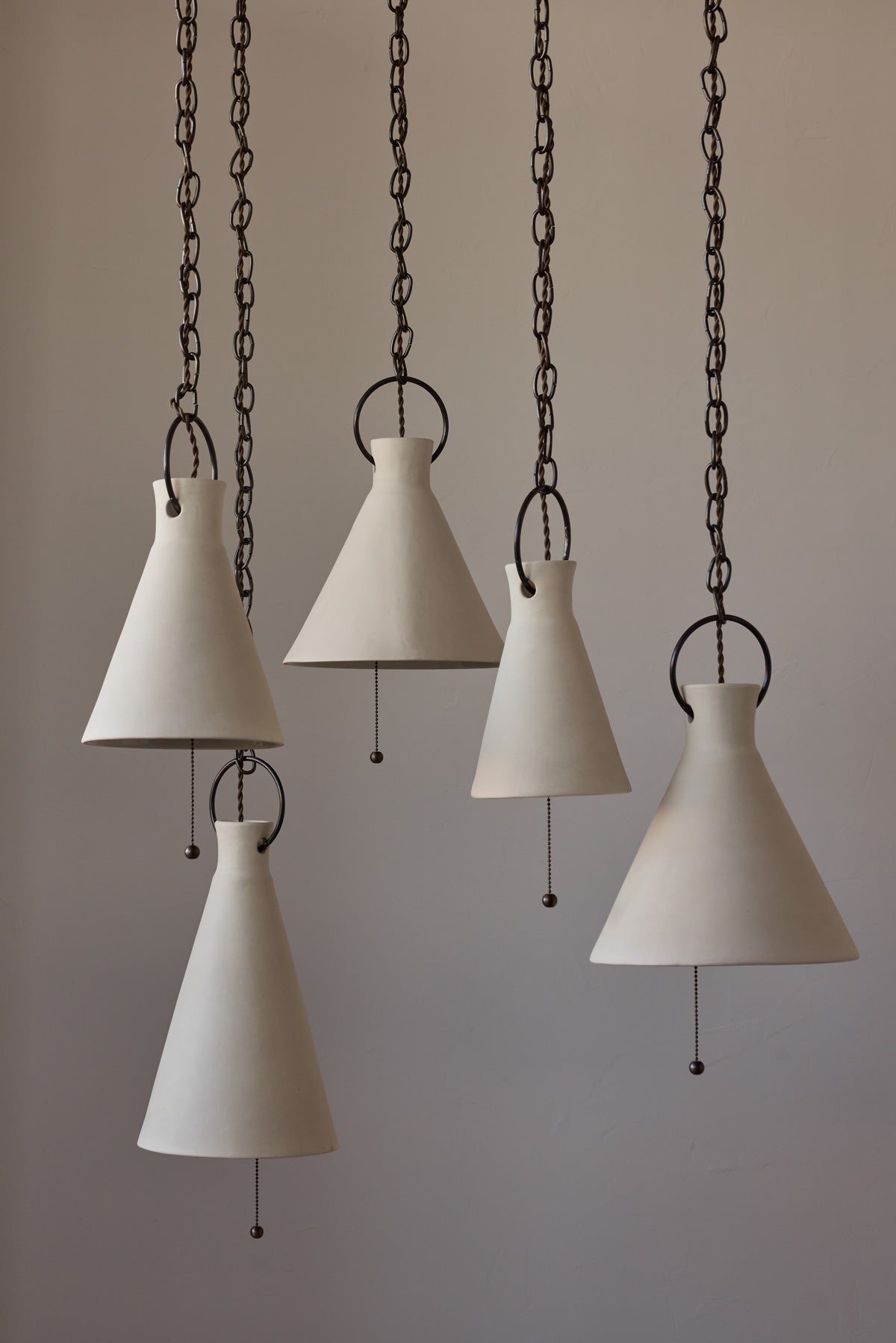 X-Large Ceramic Funnel Pendant in Sand