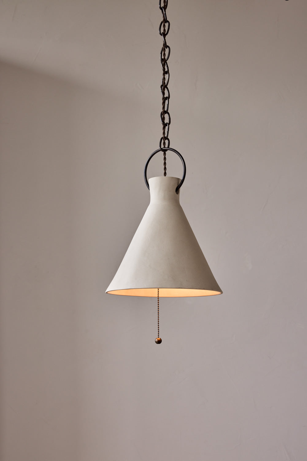 Large Ceramic Funnel Pendant in Sand