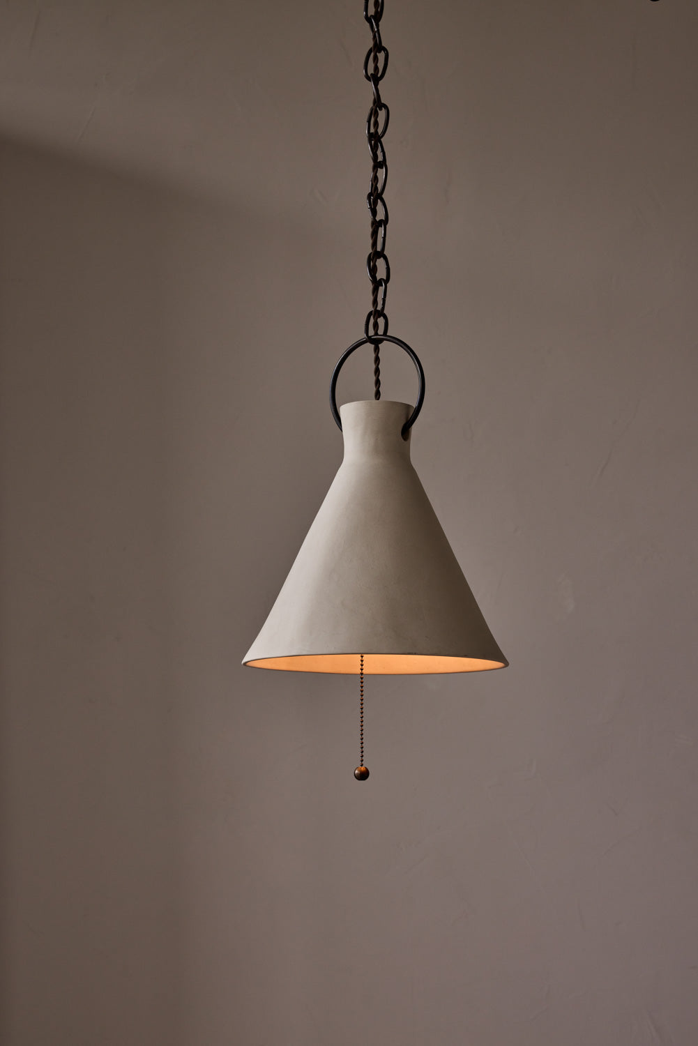 Large Ceramic Funnel Pendant in Sand