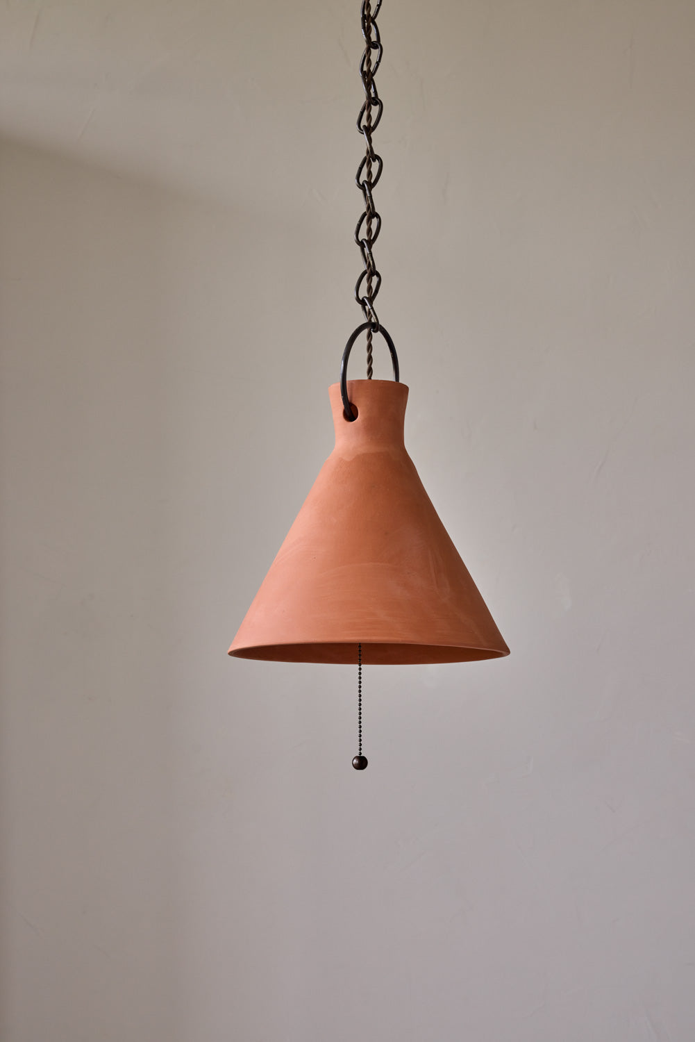 Large Ceramic Funnel Pendant in Terracotta