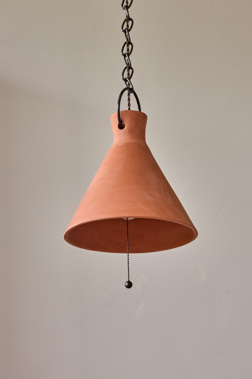 Large Ceramic Funnel Pendant in Terracotta