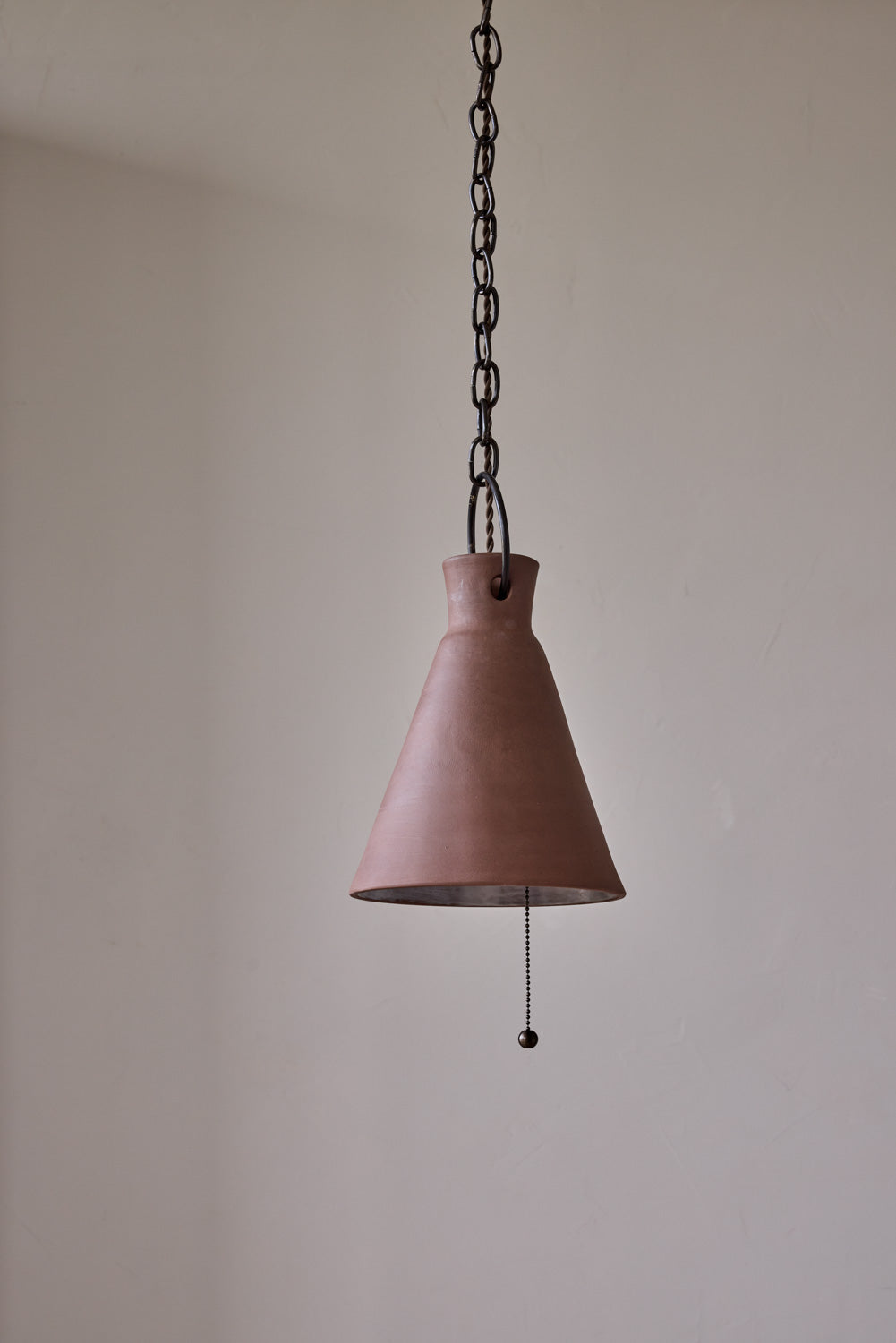 Medium Ceramic Funnel Pendant in Mud