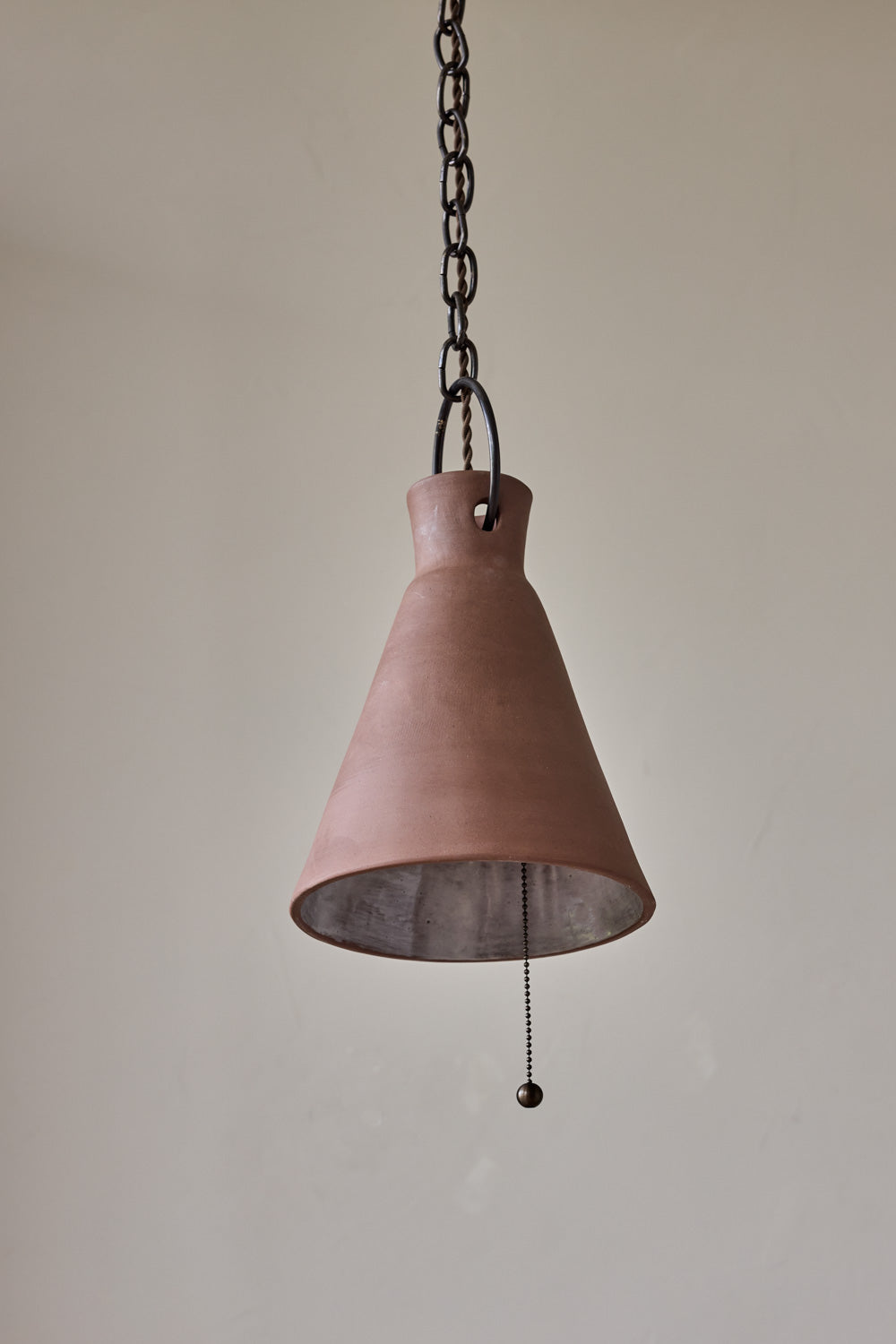 Medium Ceramic Funnel Pendant in Mud