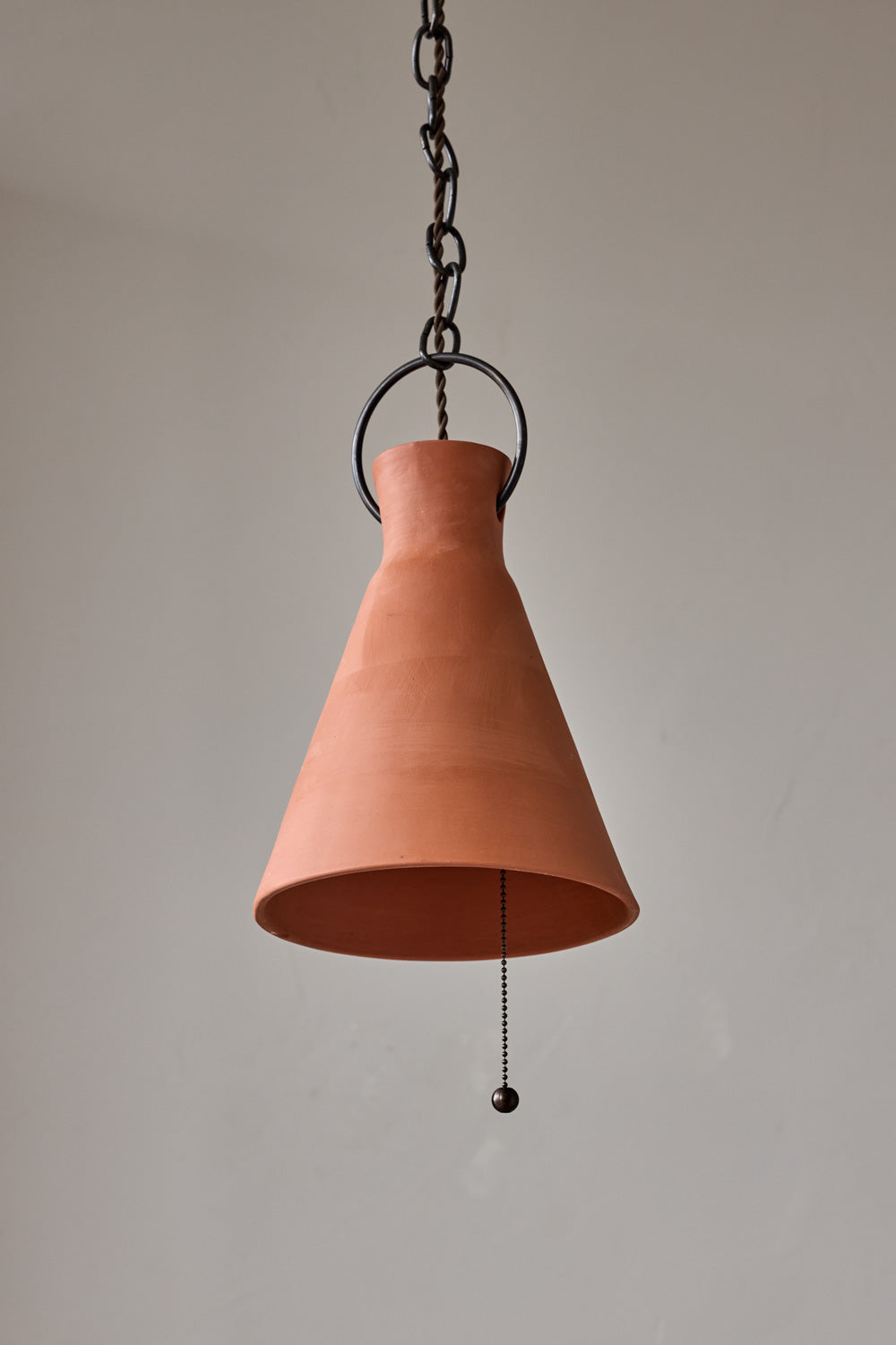 Medium Ceramic Funnel Pendant in Terracotta