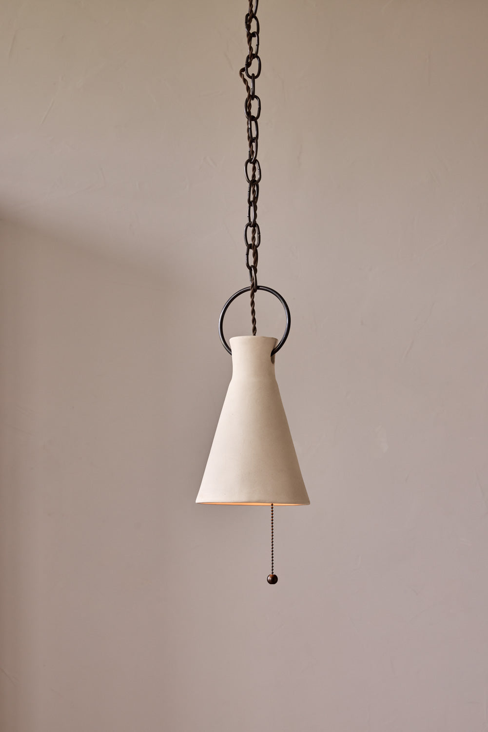 Small Ceramic Funnel Pendant in Sand