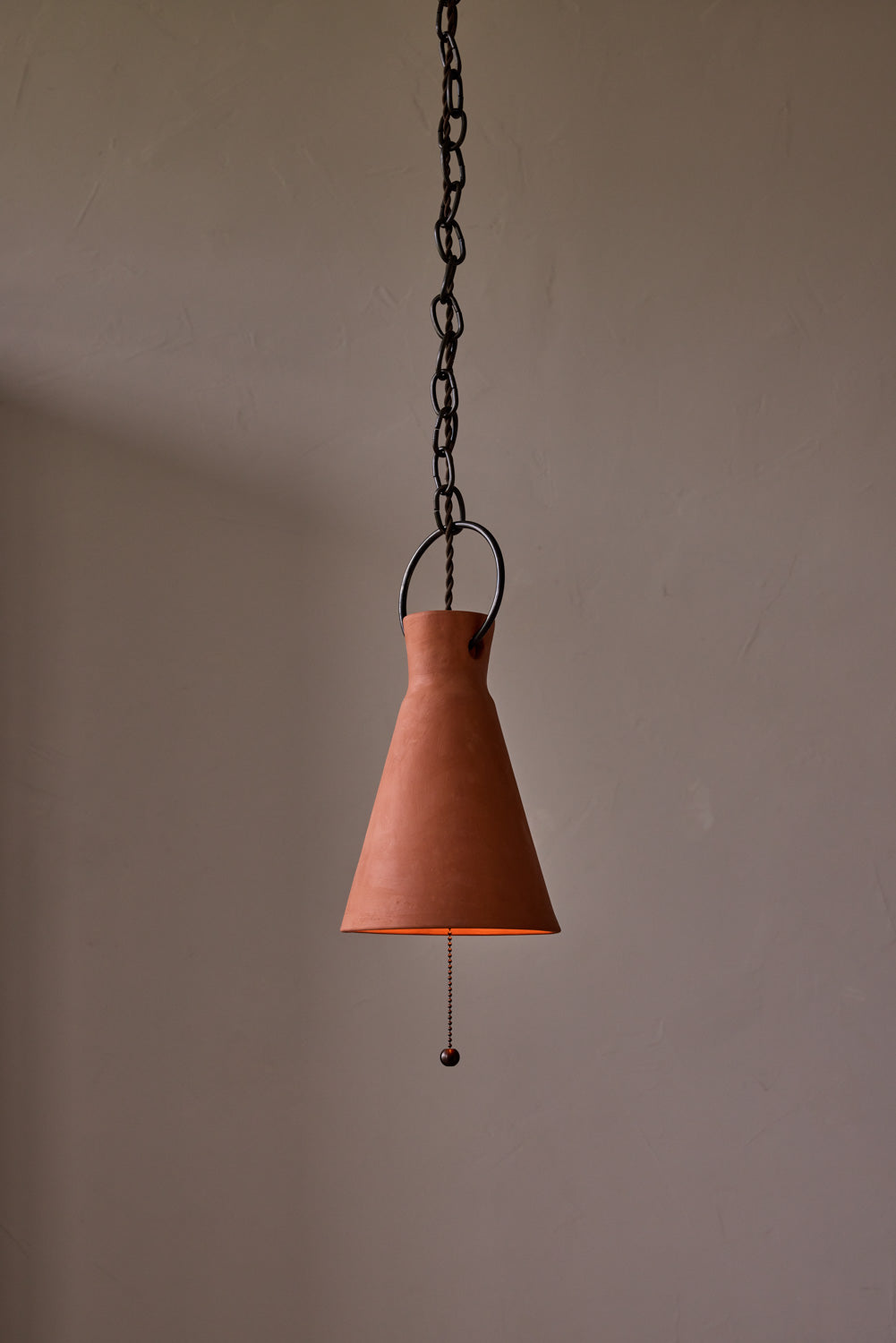 Small Ceramic Funnel Pendant in Terracotta
