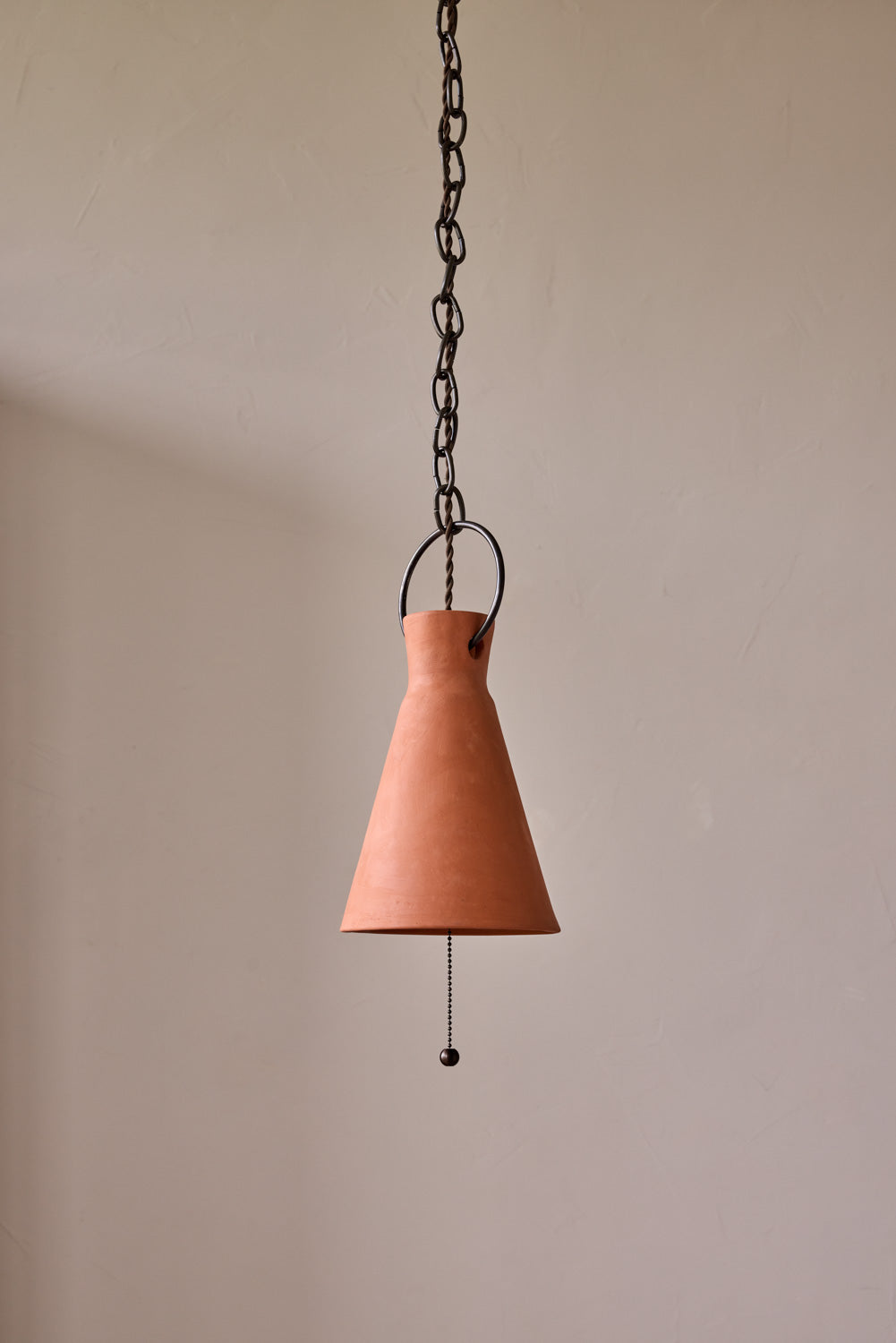 Small Ceramic Funnel Pendant in Terracotta