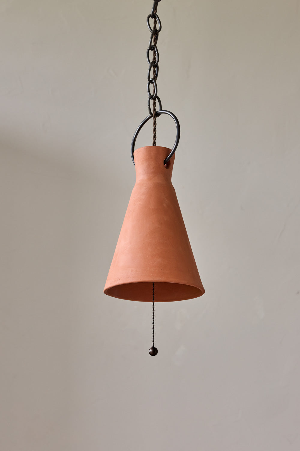Small Ceramic Funnel Pendant in Terracotta