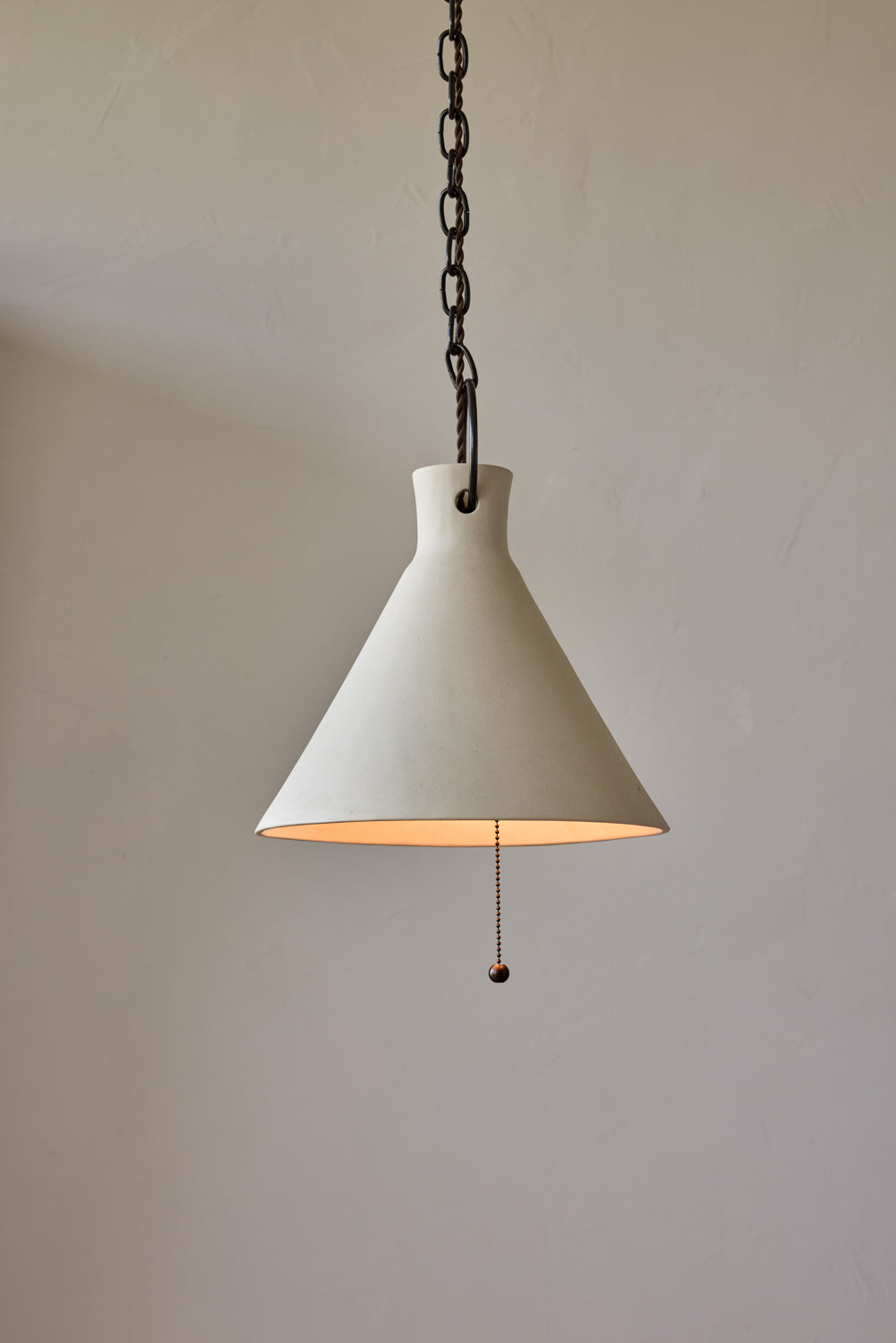 X-Large Ceramic Funnel Pendant in Sand