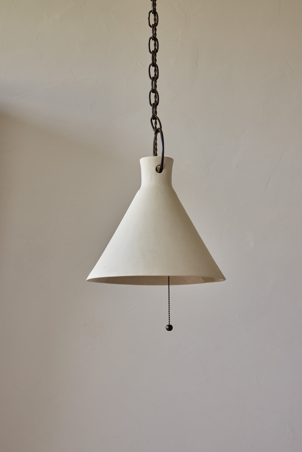 X-Large Ceramic Funnel Pendant in Sand
