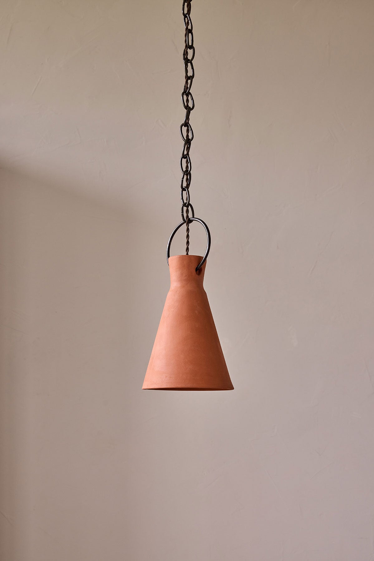 Small Ceramic Funnel Pendant in Terracotta