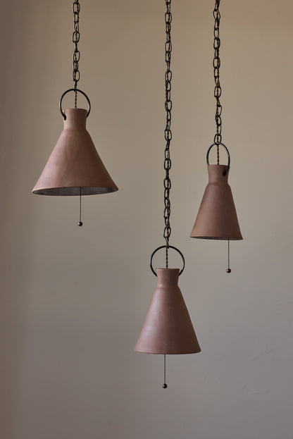 Small Ceramic Funnel Pendant in Mud