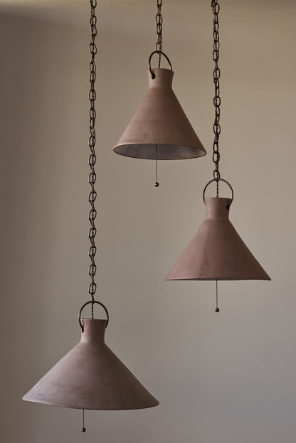 Large Ceramic Funnel Pendant in Mud
