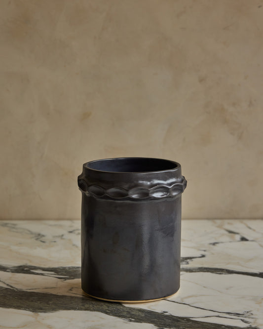 Hand Built Ceramic Chain Vessel in Coal