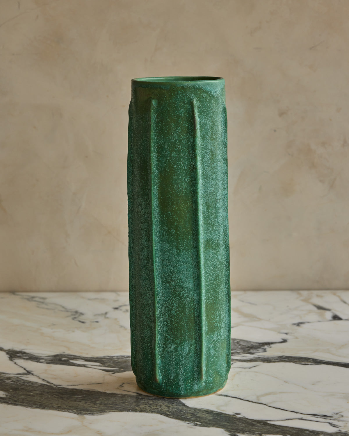 Hand Built Ceramic Column Vessel in Copper