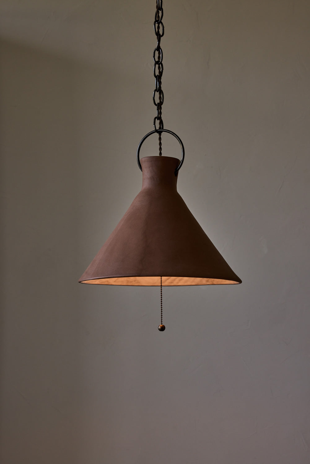 2XL Ceramic Funnel Pendant in Mud