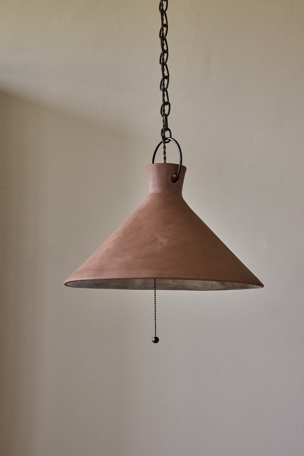 3XL Ceramic Funnel Pendant in Mud