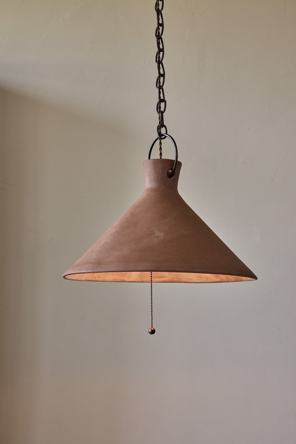 3XL Ceramic Funnel Pendant in Mud