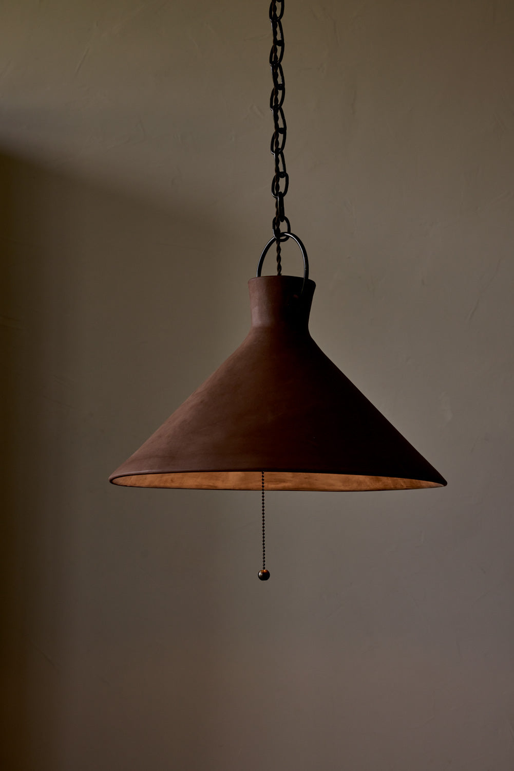 3XL Ceramic Funnel Pendant in Mud
