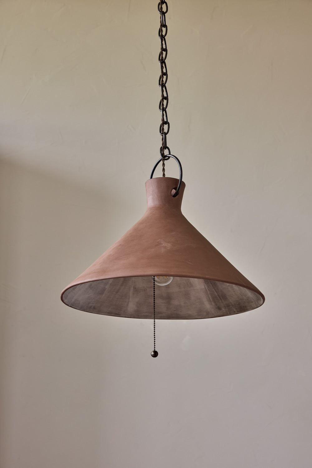 3XL Ceramic Funnel Pendant in Mud