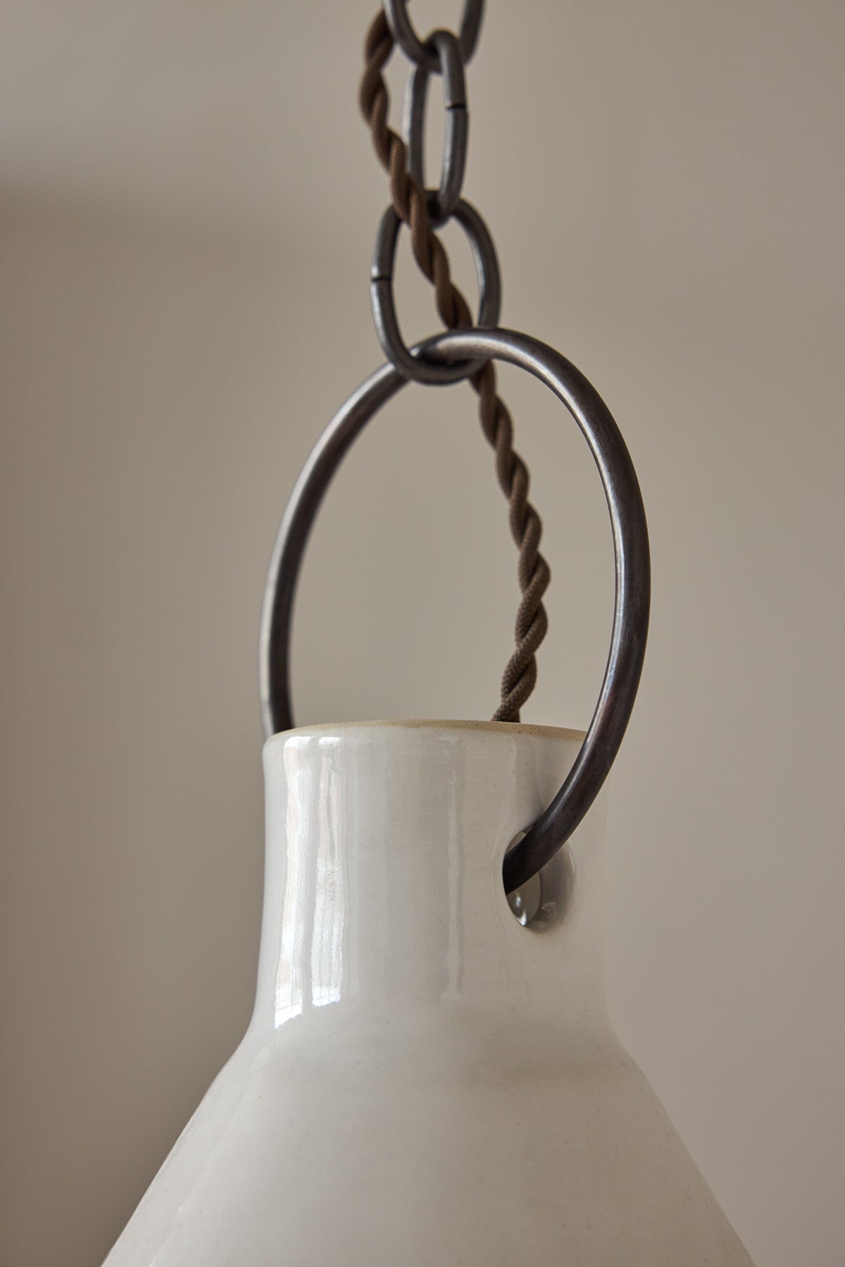 2XL Ceramic Funnel Pendant in Salt