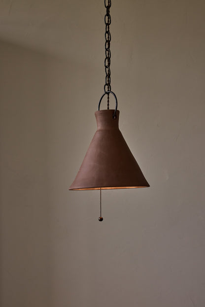 Large Ceramic Funnel Pendant in Mud