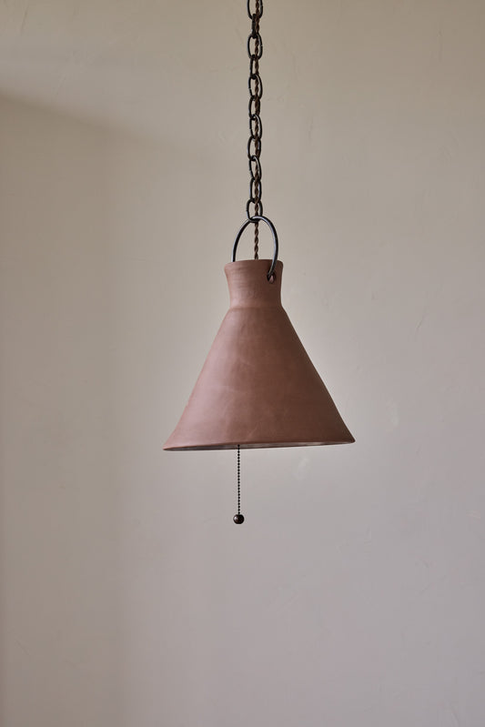 Large Ceramic Funnel Pendant in Mud