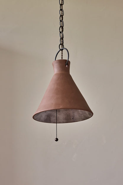 Large Ceramic Funnel Pendant in Mud