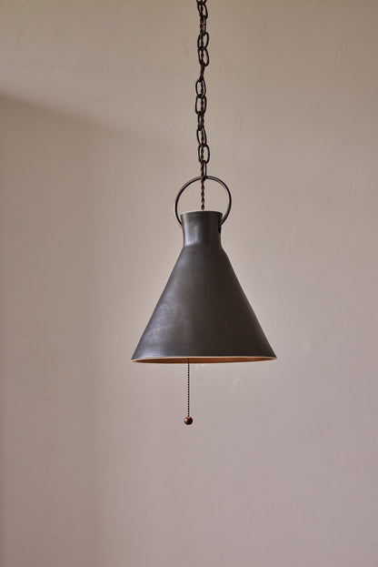 Large Ceramic Funnel Pendant in Pepper
