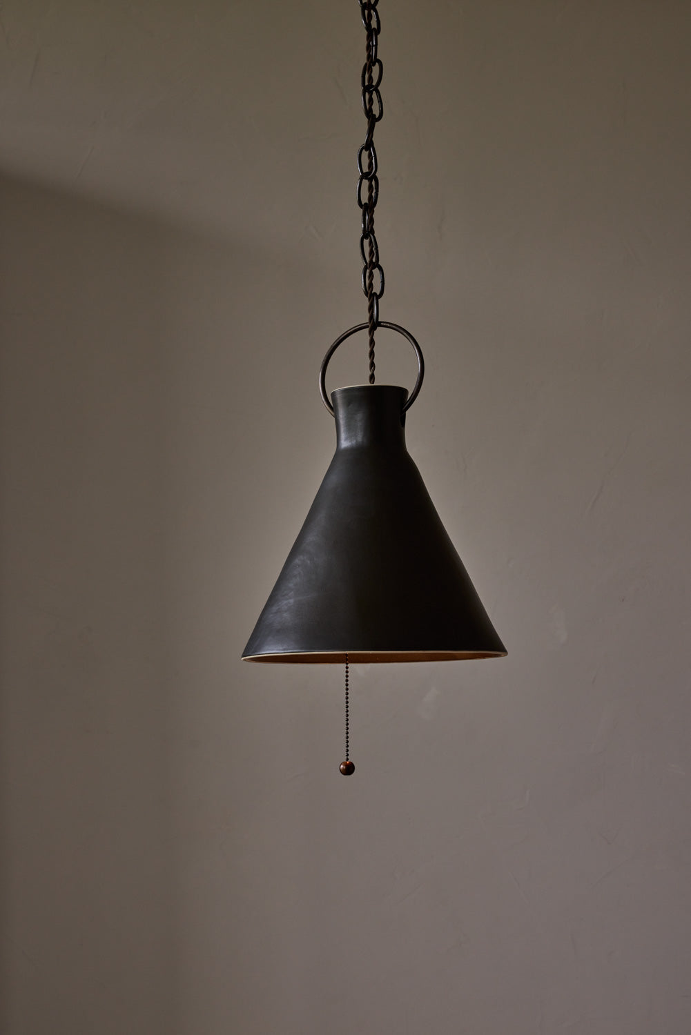 Large Ceramic Funnel Pendant in Pepper
