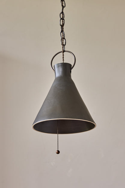 Large Ceramic Funnel Pendant in Pepper
