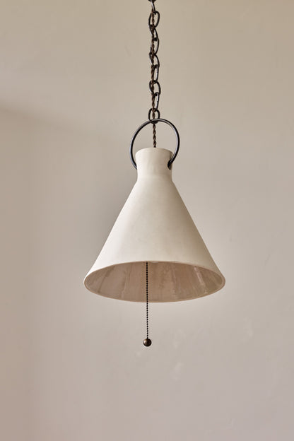 Large Ceramic Funnel Pendant in Sand