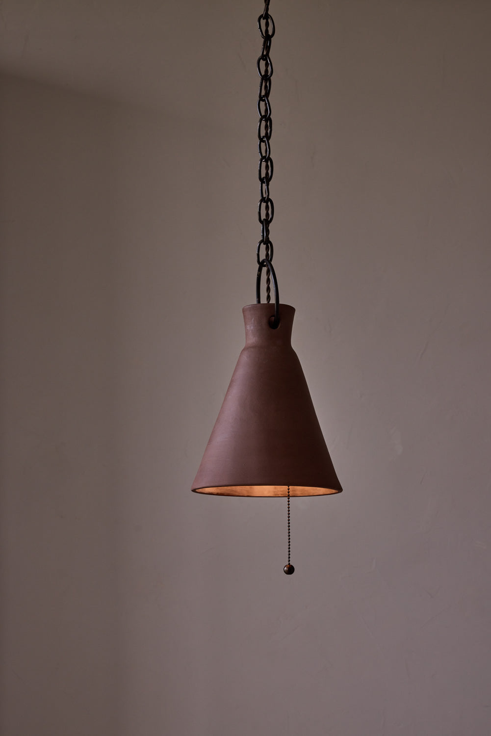 Medium Ceramic Funnel Pendant in Mud