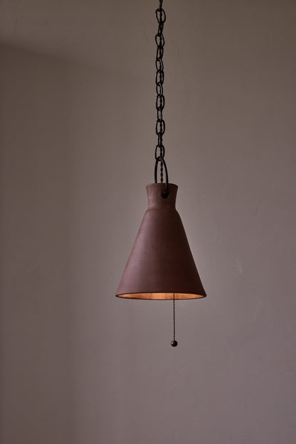 Medium Ceramic Funnel Pendant in Mud