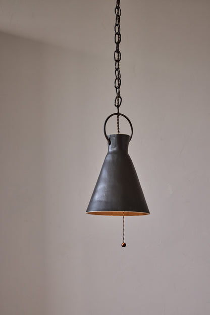 Medium Ceramic Funnel Pendant in Pepper