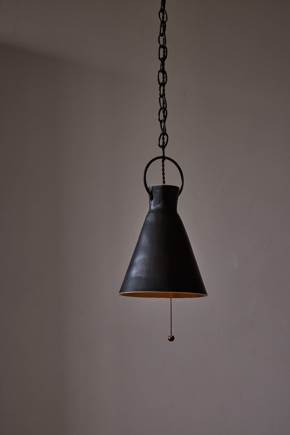 Medium Ceramic Funnel Pendant in Pepper