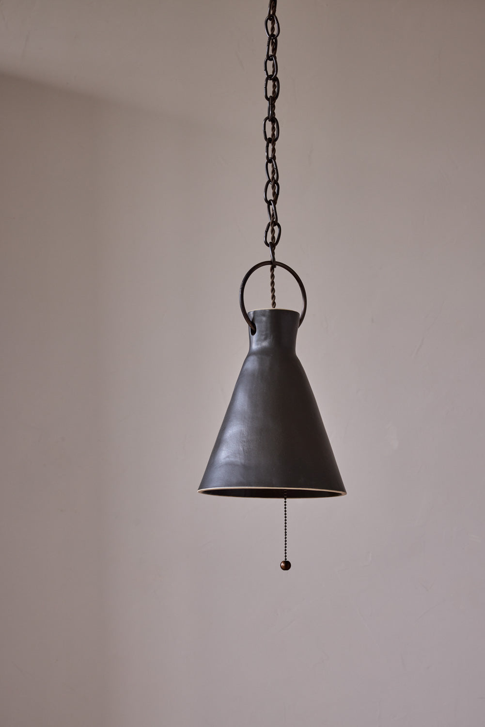 Medium Ceramic Funnel Pendant in Pepper