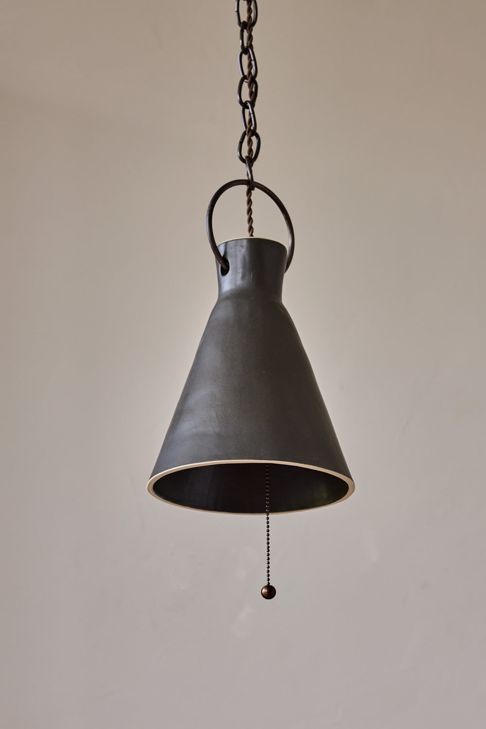 Medium Ceramic Funnel Pendant in Pepper