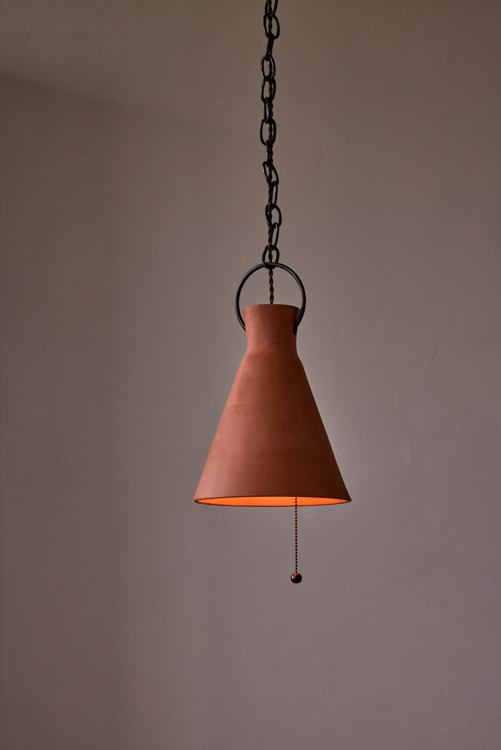 Medium Ceramic Funnel Pendant in Terracotta