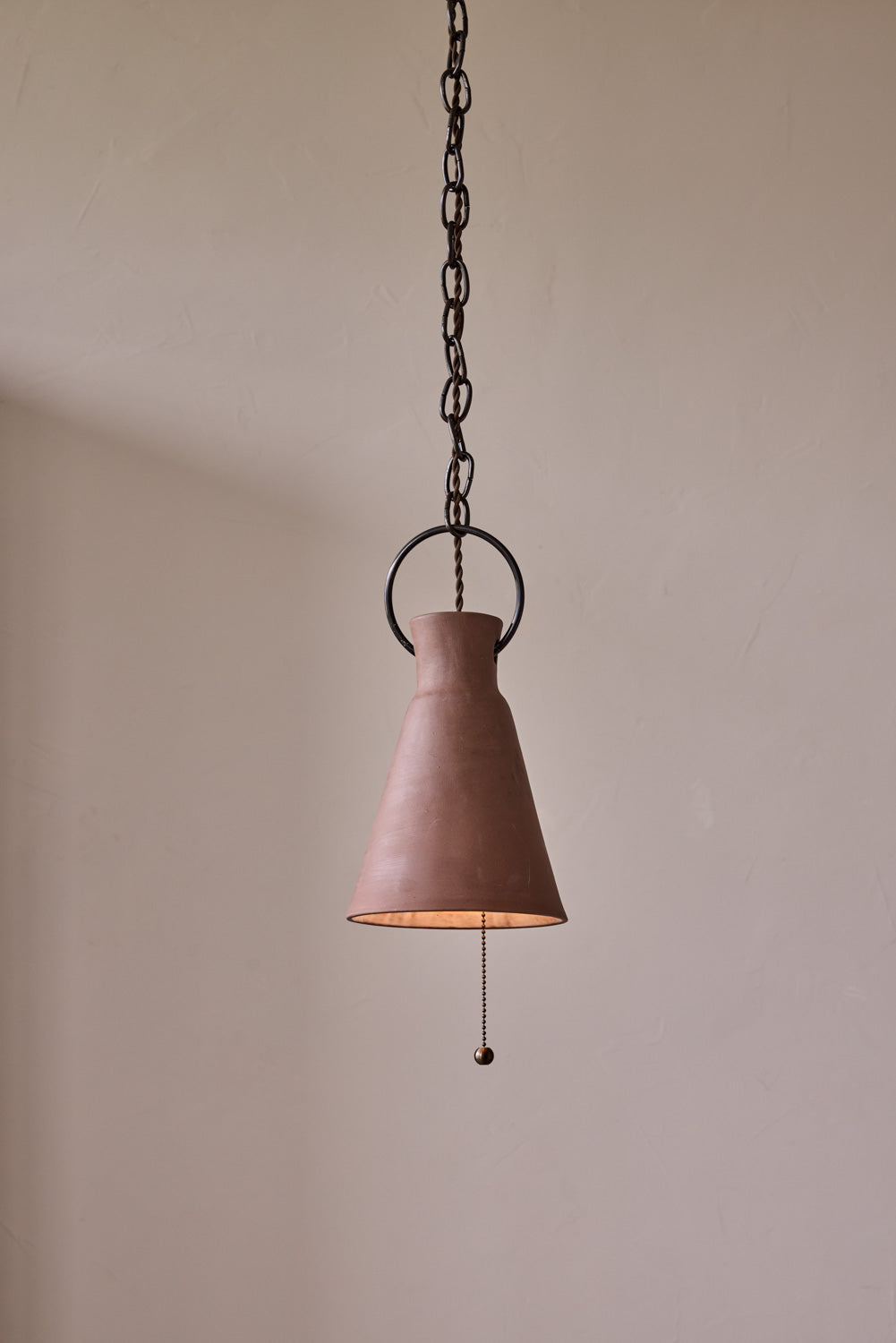 Small Ceramic Funnel Pendant in Mud