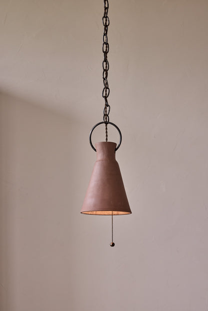 Small Ceramic Funnel Pendant in Mud