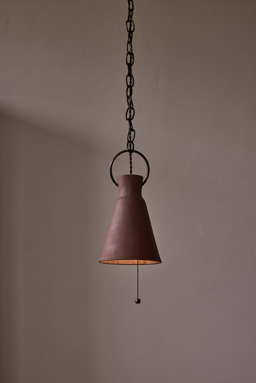 Small Ceramic Funnel Pendant in Mud
